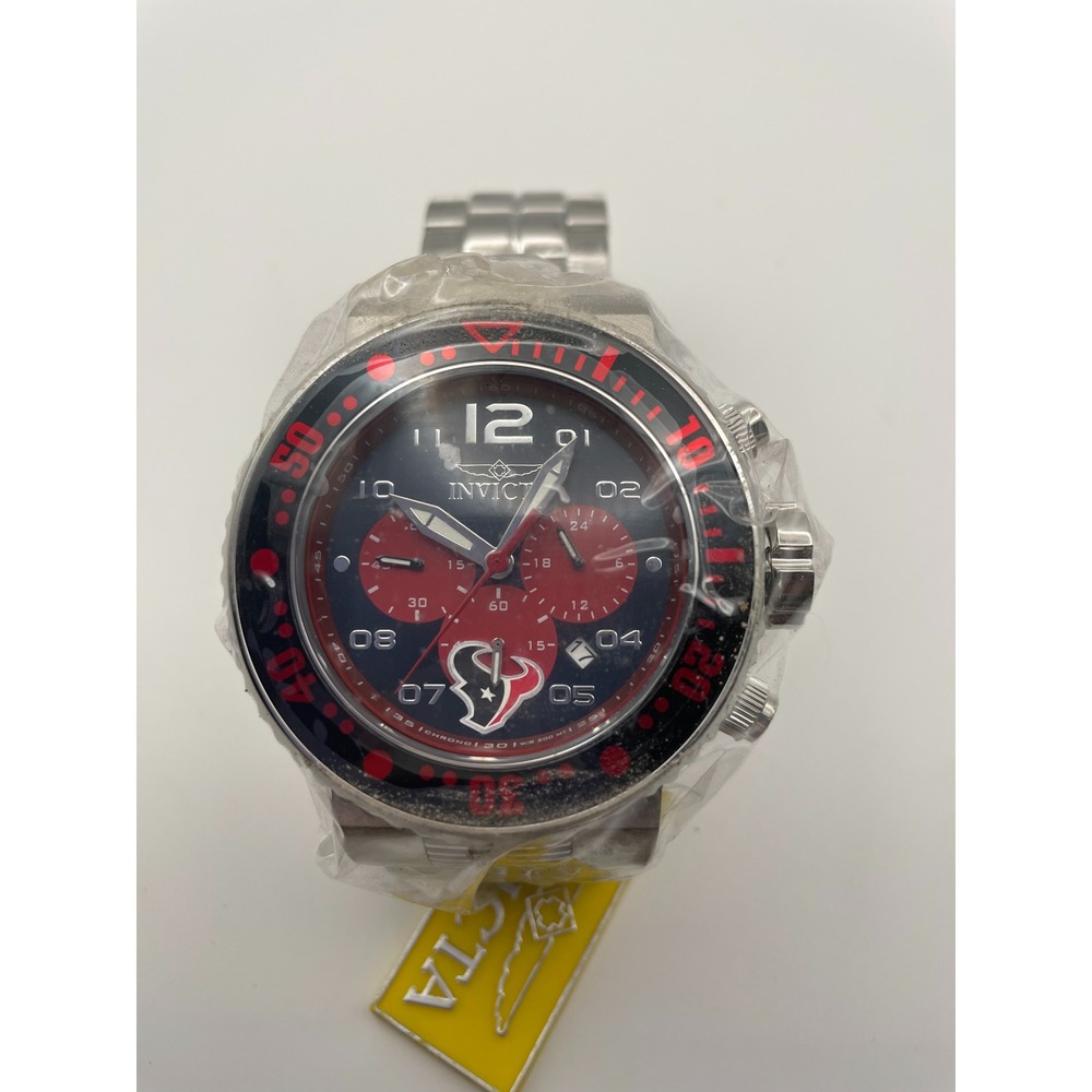 Invicta NFL Houston Texans Chronograph Watch Mens Stainless Steel New 30267